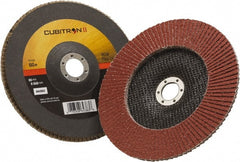 3M - 60 Grit, 7" Disc Diam, 7/8" Center Hole, Type 27 Ceramic Flap Disc - 8,500 Max RPM, Polyester Backing, Arbor Attaching System, Coated - Exact Tooling