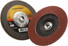 3M - 40 Grit, 7" Disc Diam, 5/8-11 Center Hole, Type 27 Ceramic Flap Disc - 8,500 Max RPM, Polyester Backing, Arbor Attaching System, Coated - Exact Tooling