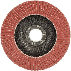 3M - 80 Grit, 4-1/2" Disc Diam, 5/8-11 Center Hole, Type 29 Ceramic Flap Disc - 13,300 Max RPM, Polyester Backing, Arbor Attaching System, Coated - Exact Tooling