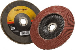 3M - 80 Grit, 7" Disc Diam, 7/8" Center Hole, Type 29 Ceramic Flap Disc - 8,500 Max RPM, Polyester Backing, Arbor Attaching System, Coated - Exact Tooling