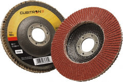 3M - 60 Grit, 4-1/2" Disc Diam, 7/8" Center Hole, Type 29 Ceramic Flap Disc - 13,300 Max RPM, Polyester Backing, Arbor Attaching System, Coated - Exact Tooling