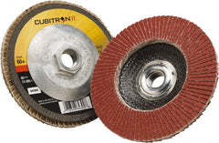 3M - 60 Grit, 4-1/2" Disc Diam, 5/8-11 Center Hole, Type 29 Ceramic Flap Disc - 13,300 Max RPM, Polyester Backing, Arbor Attaching System, Coated - Exact Tooling