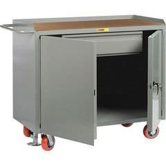 Little Giant - 3,600 Lb Capacity, 1 Drawer, 2 Door Mobile Service Bench - 41" Wide x 24" Deep x 43" High, Steel, Gray - Exact Tooling