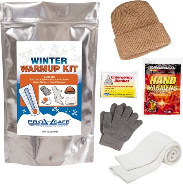 PRO-SAFE - Emergency Preparedness Kits Type: Winter Warm Up Kit Contents: Knit Stocking Cap; Gloves; Tube Socks; Emergency Blanket; (2) Hand Warmers - Exact Tooling