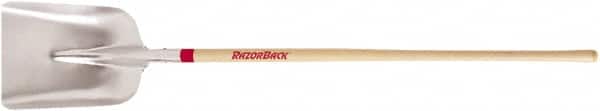Razor-Back - 13-1/4" High x 11" Wide Square Aluminum Scoop - 48" Long Wood Straight Handle, No Step - Exact Tooling