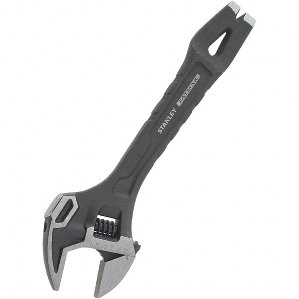 Stanley - 1-1/4" Jaw Capacity, 10" Ratcheting Adjustable Wrench - Steel, Black Oxide Finish, 10" OAL - Exact Tooling