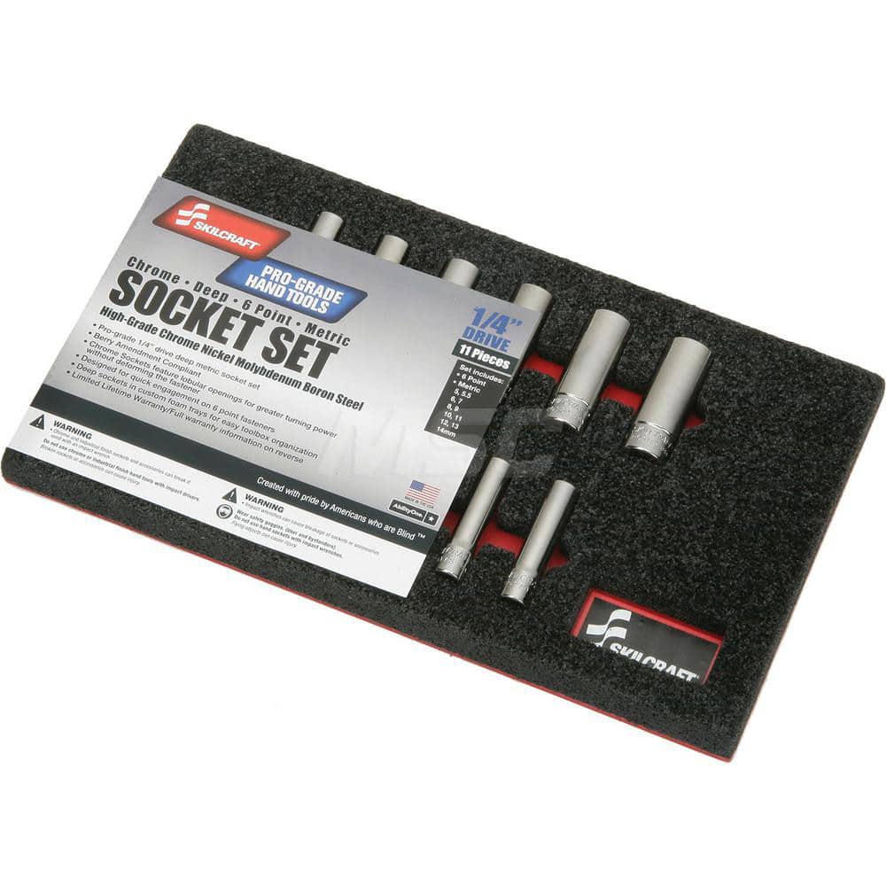 Ability One - 11 Pc 1/4" Drive Deep Socket Set - Exact Tooling