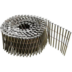 DeWALT - 12 Gauge 2.38" Long Roofing Nails for Power Nailers - Steel, Galvanized Finish, Ring Shank, Coil Collation, Round Head, Blunt Diamond Point - Exact Tooling