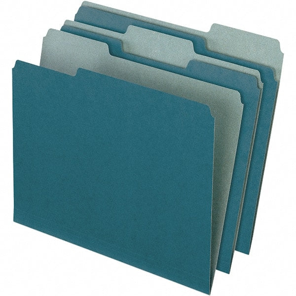 Pendaflex - 9-1/2 x 11-5/8", Letter Size, Blue, File Folders with Top Tab - 11 Point Stock, Assorted Tab Cut Location - Exact Tooling
