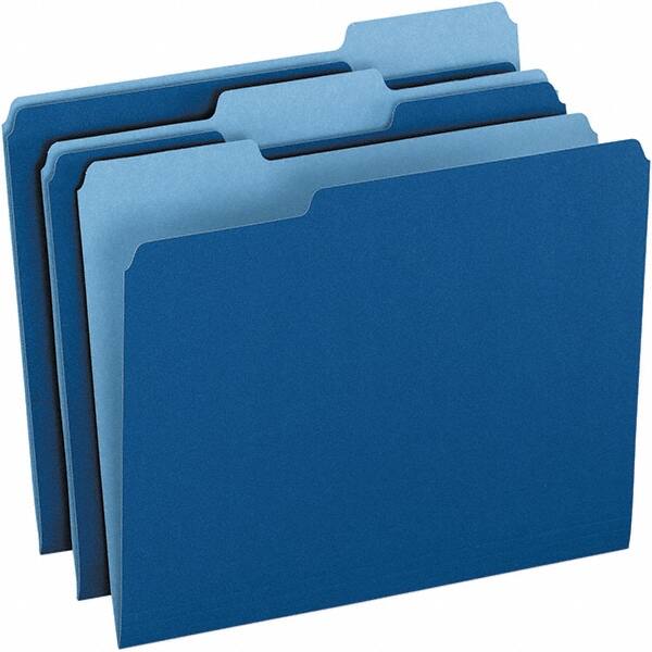 Pendaflex - 9-1/2 x 11-5/8", Letter Size, Navy Blue, File Folders with Top Tab - 11 Point Stock, Assorted Tab Cut Location - Exact Tooling