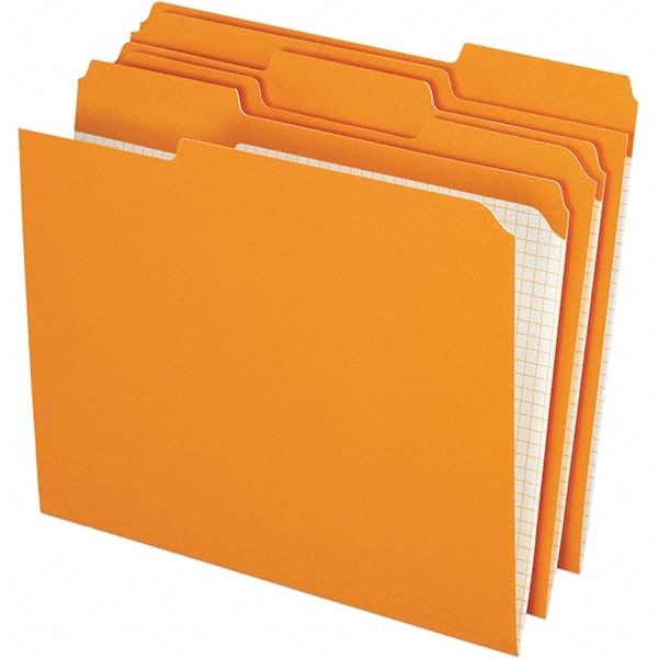 Pendaflex - 9-1/2 x 11-5/8", Letter Size, Orange, File Folders with Top Tab - 11 Point Stock, Assorted Tab Cut Location - Exact Tooling