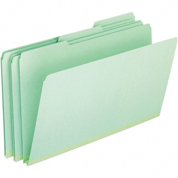 Pendaflex - 9-1/2 x 14-5/8", Legal, Green, File Folders with Top Tab - 25 Point Stock, Assorted Tab Cut Location - Exact Tooling