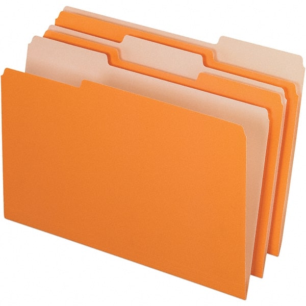 Pendaflex - 14-5/8 x 9-3/16", Legal, Orange, File Folders with Top Tab - 11 Point Stock, Assorted Tab Cut Location - Exact Tooling