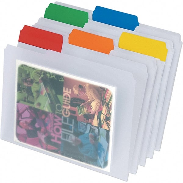 Pendaflex - 9-1/2 x 11-3/4", Letter Size, Clear, File Folders with Top Tab - Assorted Tab Cut Location - Exact Tooling