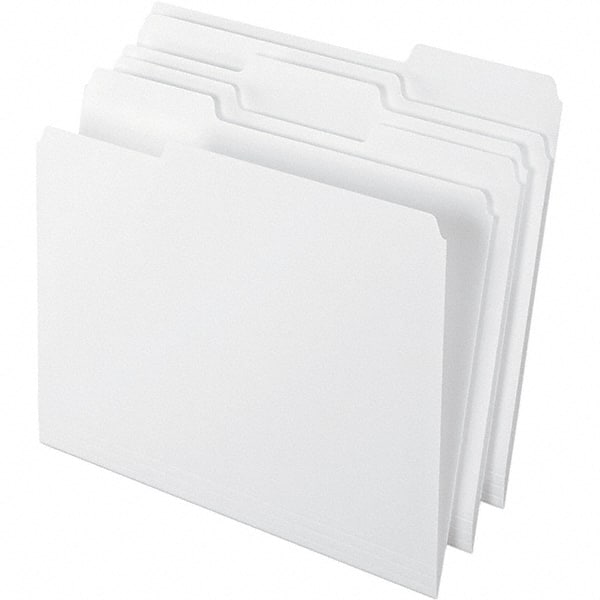 Pendaflex - 9-1/2 x 11-5/8", Letter Size, White, File Folders with Top Tab - 11 Point Stock, Assorted Tab Cut Location - Exact Tooling