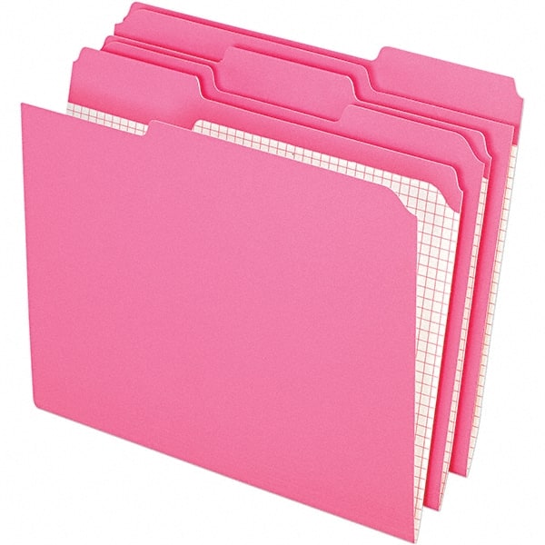 Pendaflex - 10 x 12", Letter Size, Pink, File Folders with Top Tab - 11 Point Stock, Assorted Tab Cut Location - Exact Tooling
