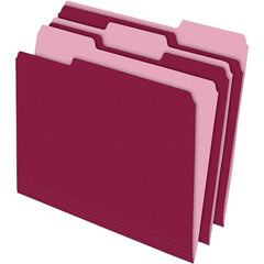 Pendaflex - 11-5/8 x 9-3/16", Letter Size, Burgundy, File Folders with Top Tab - 11 Point Stock, Assorted Tab Cut Location - Exact Tooling