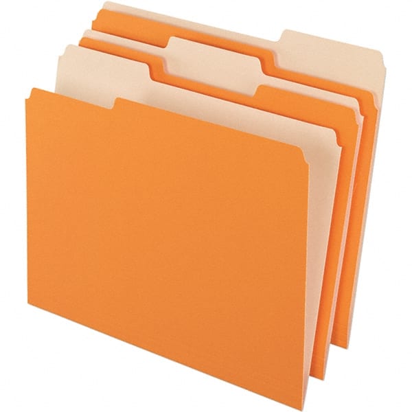 Pendaflex - 11-5/8 x 9-3/16", Letter Size, Orange, File Folders with Top Tab - 11 Point Stock, Assorted Tab Cut Location - Exact Tooling