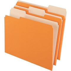 Pendaflex - 11-5/8 x 9-3/16", Letter Size, Orange, File Folders with Top Tab - 11 Point Stock, Assorted Tab Cut Location - Exact Tooling