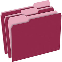 Pendaflex - 9-1/2 x 11-5/8", Letter Size, Burgundy, File Folders with Top Tab - 11 Point Stock, Assorted Tab Cut Location - Exact Tooling