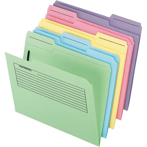 Pendaflex - 11-5/8 x 9-1/2", Letter Size, Assorted Colors, File Folders with Top Tab - 11 Point Stock, Assorted Tab Cut Location - Exact Tooling