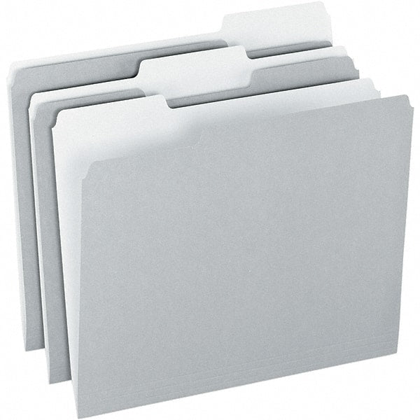 Pendaflex - 9-1/2 x 11-5/8", Letter Size, Gray/Light Gray, File Folders with Top Tab - 11 Point Stock, Assorted Tab Cut Location - Exact Tooling