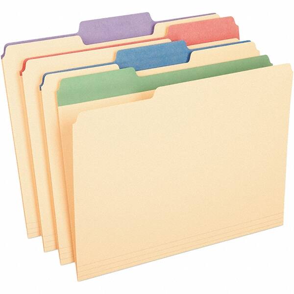 Pendaflex - 9-1/2 x 11-5/8", Letter Size, Assorted Colors, File Folders with Top Tab - Assorted Tab Cut Location - Exact Tooling