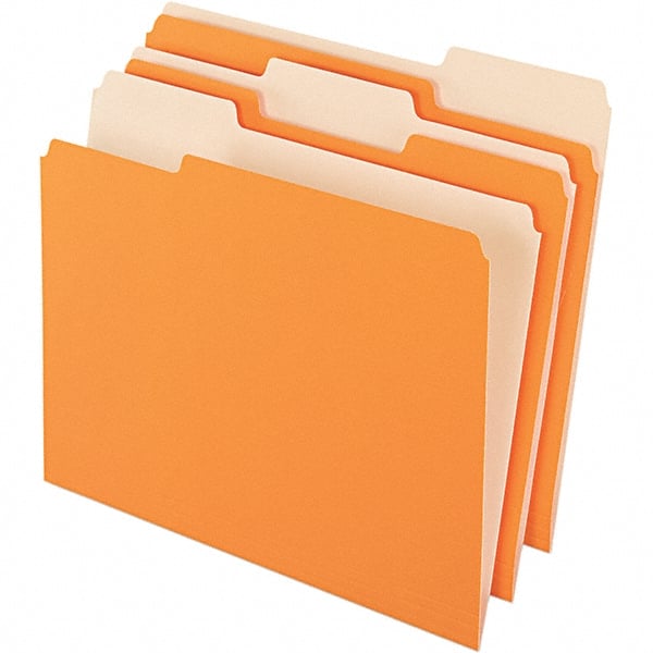 Pendaflex - 9-1/2 x 11-5/8", Letter Size, Orange/Light Orange, File Folders with Top Tab - 11 Point Stock, Assorted Tab Cut Location - Exact Tooling
