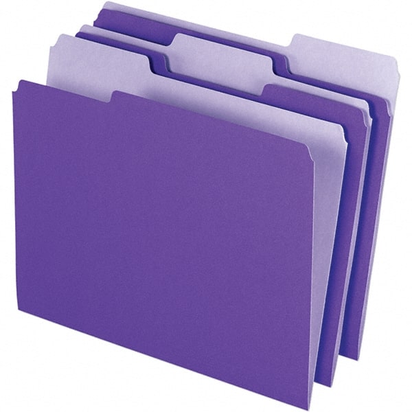 Pendaflex - 11-5/8 x 9-3/16", Letter Size, Violet, File Folders with Top Tab - 11 Point Stock, Assorted Tab Cut Location - Exact Tooling