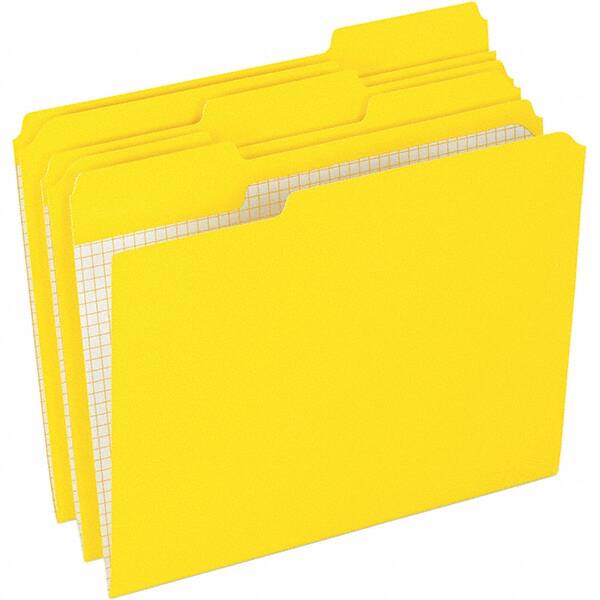 Pendaflex - 9-1/2 x 11-5/8", Letter Size, Yellow, File Folders with Top Tab - 11 Point Stock, Assorted Tab Cut Location - Exact Tooling