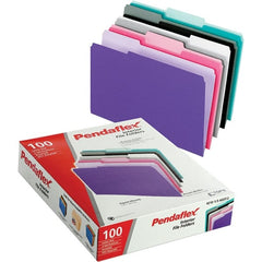 Pendaflex - 11-5/8 x 9-3/16", Letter Size, Assorted Colors, File Folders with Top Tab - 11 Point Stock, Assorted Tab Cut Location - Exact Tooling