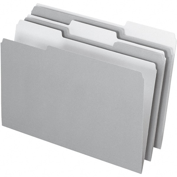 Pendaflex - 14-5/8 x 9-3/16", Legal, Gray, File Folders with Top Tab - 11 Point Stock, Assorted Tab Cut Location - Exact Tooling