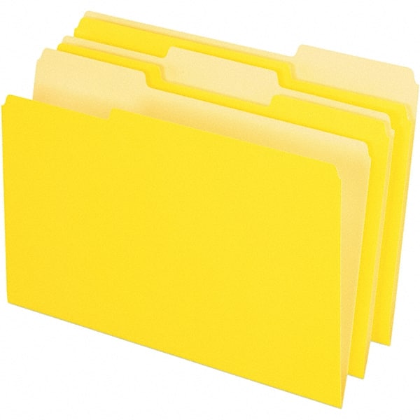 Pendaflex - 9-1/2 x 14-5/8", Legal, Yellow, File Folders with Top Tab - 11 Point Stock, Assorted Tab Cut Location - Exact Tooling