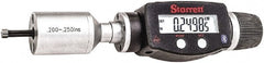Starrett - 0.2" to 0.25", IP67, Carbide Face Electronic Inside Micrometer - 0.00005" Resolution, 0.00015" Accuracy, 3/4" Gage Depth - Exact Tooling