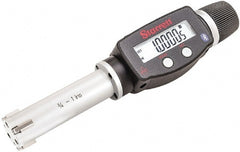 Starrett - 3/4" to 1", IP67, Carbide Face Electronic Inside Micrometer - 0.00005" Resolution, 0.00015" Accuracy, 2-5/8" Gage Depth - Exact Tooling