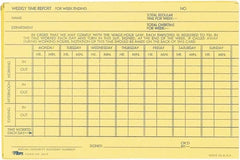 TOPS - 29/32" High x 6-51/64" Wide Weekly Time Cards - Use with Manual Time Record - Exact Tooling