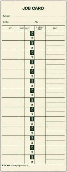 TOPS - 3-29/32" High x 9-45/64" Wide Weekly Time Cards - Use with Cincinnati L-61, Lathem L-61, Simplex 15-800622 - Exact Tooling