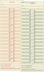 TOPS - 4-1/16" High x 11-1/8" Wide Bi-Weekly Time Cards - Use with Acroprint L34B, Cincinnati CH-131, Lathem CH-131, Simplex 10-100382, 1950-9631 - Exact Tooling