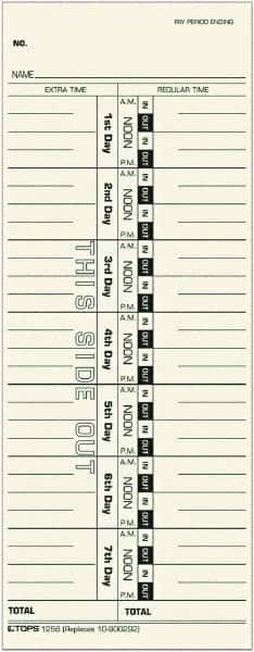 TOPS - 3-29/32" High x 9-39/64" Wide Weekly Time Cards - Exact Tooling