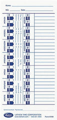 Lathem Time - 1-1/4" High x 4" Wide Weekly Time Cards - Use with Lathem E Series Time Recorders - Exact Tooling