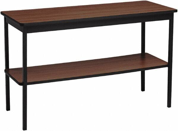 Barricks - 18" Long x 48" Wide x 30" High Stationary Rectangular Utility Tables - 3/4" Thick, Walnut & Black, Wood Grain Laminate/Steel - Exact Tooling