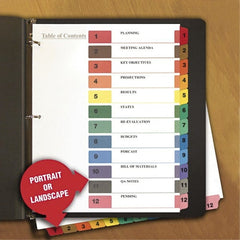 Universal One - 11 x 8 1/2" 8 Tabs, 3-Hole Punched, Tab Divider - Multicolor Tabs, White Folder - Exact Tooling