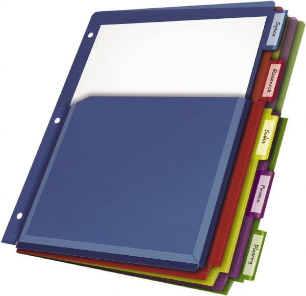 Cardinal - 11 x 8 1/2" 5 Tabs, 3-Hole Punched, Tab Divider - Multicolor Tabs, Multi-Color Folder - Exact Tooling