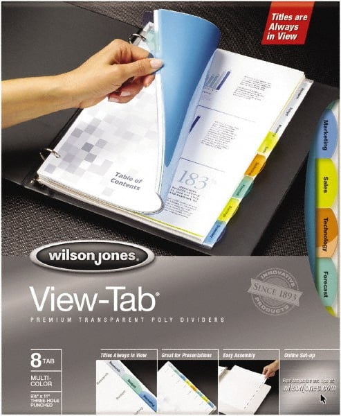 Wilson Jones - 11 x 8 1/2" 12 Tabs, 3-Hole Punched, Tab Divider - Multicolor Tabs, Multi-Color Folder - Exact Tooling