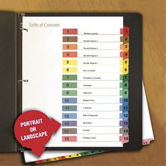 Universal One - 11 x 8 1/2" 8 Tabs, 3-Hole Punched, Index Tab - Black Tabs, Multi-Color Folder - Exact Tooling