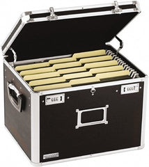Vaultz - 1 Compartment, 17-1/2" Wide x 12-1/2" High x 14" Deep, File Storage Boxes - Aluminum, Chrome, PVC & Rubber, Black - Exact Tooling
