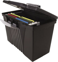 Storex - 1 Compartment, 14-1/2" Wide x 12" High x 10-1/2" Deep, File Storage Boxes - Plastic, Black - Exact Tooling