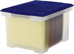Storex - 1 Compartment, 18-1/2" Wide x 10-7/8" High x 14-1/4" Deep, Portable Storage Box - Plastic, Clear/Blue - Exact Tooling