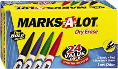 Marks-A-Lot - Assorted Colors, Pen Style, Bullet Tip, 24 Set Dry Erase Markers - For Use with Dry Erase Marker Boards - Exact Tooling
