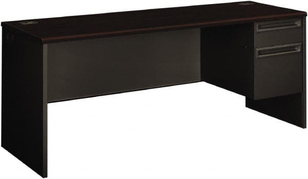 Hon - 72" Long x 29-1/2" High x 24" Deep, 2 Drawer Credenza - Mahogany/Charcoal (Color), Steel-Reinforced High-Pressure Laminate/Metal - Exact Tooling